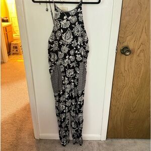 black and white patterned romper